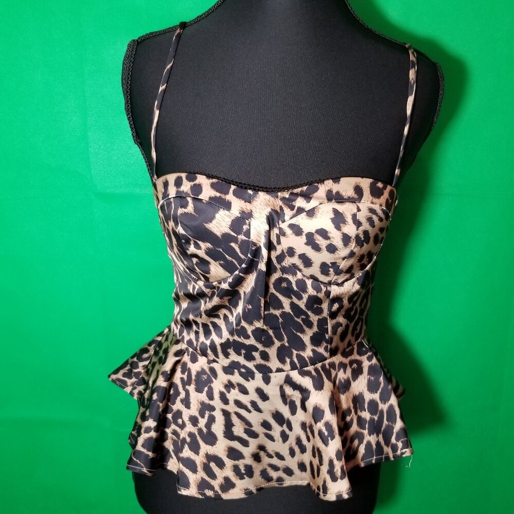Edit by Nine Animal Print Spaghetti Strap Top Small Going Out Party Leopard NWT